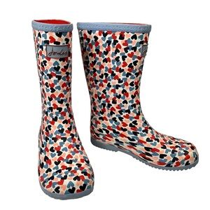 Joules Roll Up Heart Rubber Rain Boots